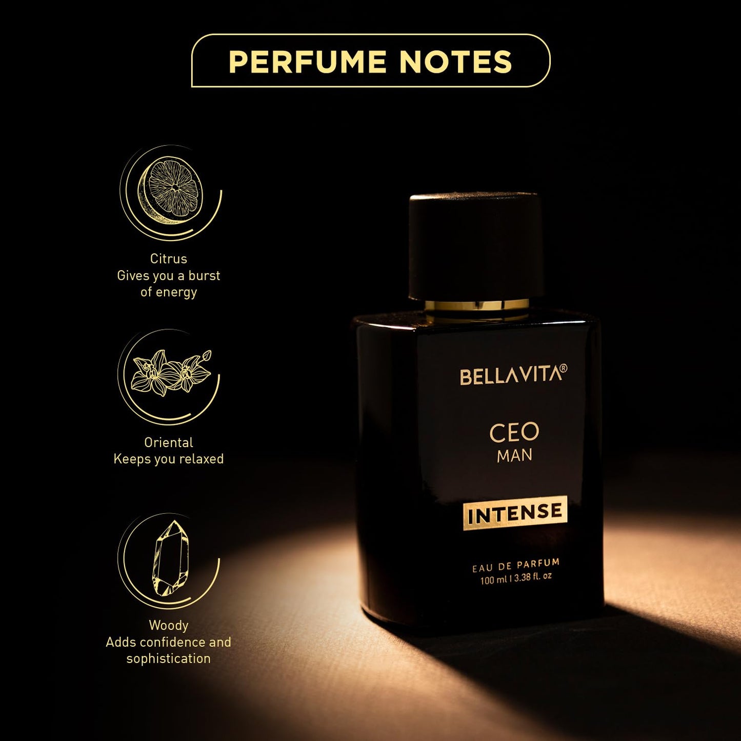 Bella Vita Luxury CEO Men Intense Long Lasting Perfume for Man | EDP 100ml | Bergamot, Lavender & Orchid | Citrus, Woody and Musky Premium Fragrance Scent
