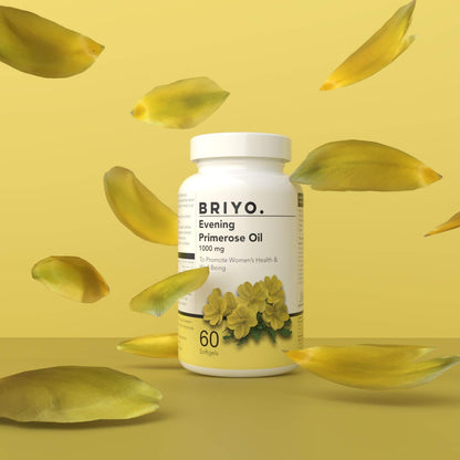 Briyosis Evening Primrose Oil For Healthy Skin Supports Hormonal Balance in Women Helpful in PMS & Menopause Natural Oil Extract 60 Liquid Filled Capsules- 1000 mg Softgel