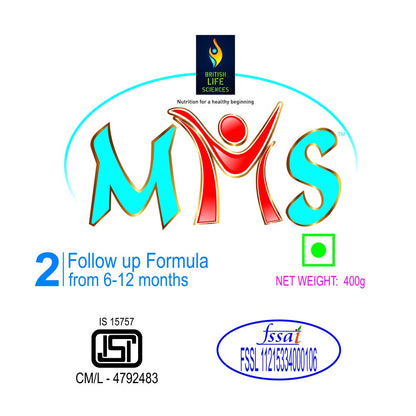 British Life Sciences MMS Stage 2 Infant Milk Powder|Follow-up Formula from 6-12 Months|Supports Healthy Baby Growth|Easy on Stomach|Omega 3 & Omega 6|Wholesome Baby Food|No added sugar|400g