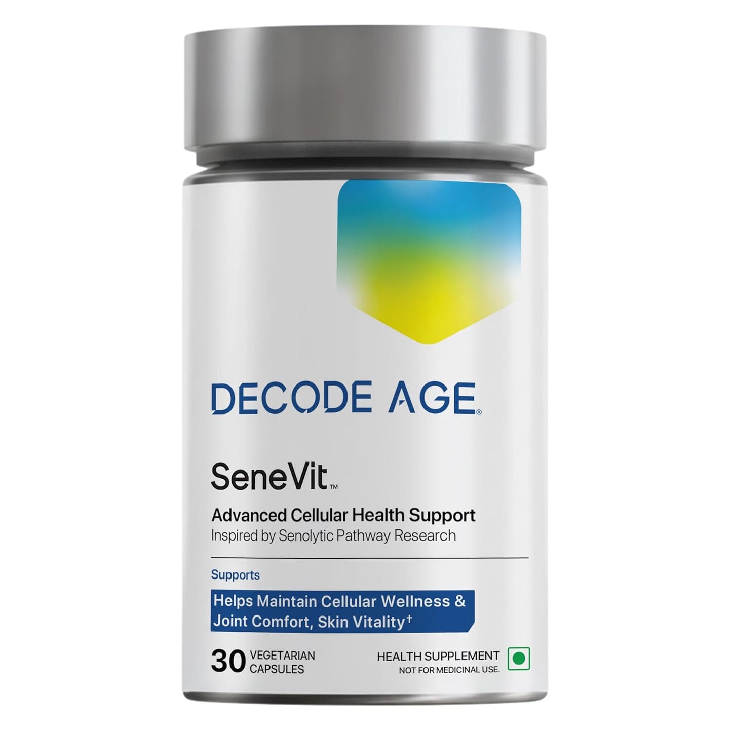Decode Age Senolytic Activator SeneVit Blend of Fisetin, Apigenin For Immune Support | Healthy Ageing | Anti-Inflammatory | Cellular Health | Skin Health| Joint Health (30 Vegan Capsules), 100 grams
