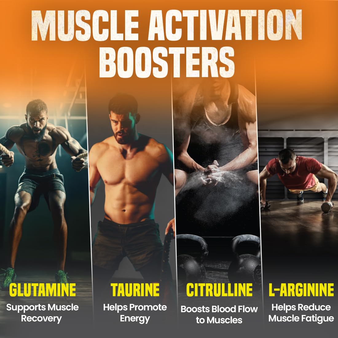 FAST&UP BCAA Orange Flavour Advanced BCAA Supplement with Glutamine, Citrulline, L-Arginine & Taurine - Pre/Post Workout & Intra Workout Supplement Powder for Adults(450gm, 30 Servings)
