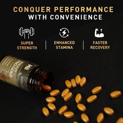 MuscleBlaze Koshaveda Shilajit Pro Gold by (60 Tablets) | Fortified with 24 Carat Gold, Shilajit, Ashwagandha & Gokshura | For Strength, Stamina & Recovery