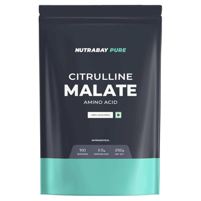 Nutrabay Pure 100% Citrulline Malate Powder 2500mg per Serving - Boosts Nitric Oxide, Pre Workout supplement for Men & Women for Faster Recovery, Endurance & Muscle Build Up - 250g Unflavoured
