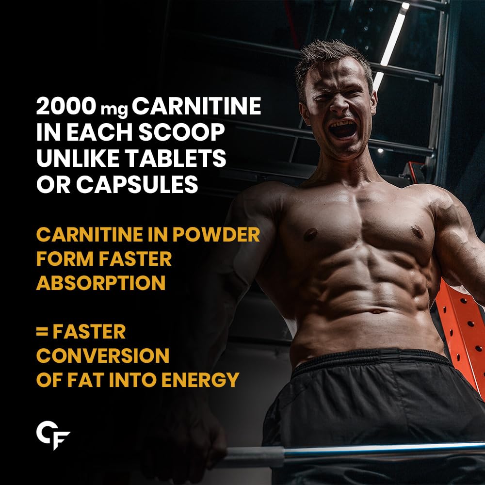 Carbamide Forte L Carnitine Supplement For Men & Women | L-Carnitine Tartrate 2000mg | L'Carnitine Pre & Post Workout Supplement To Help Cobevrt Fat Into Energy | Mango Flavour - 150g