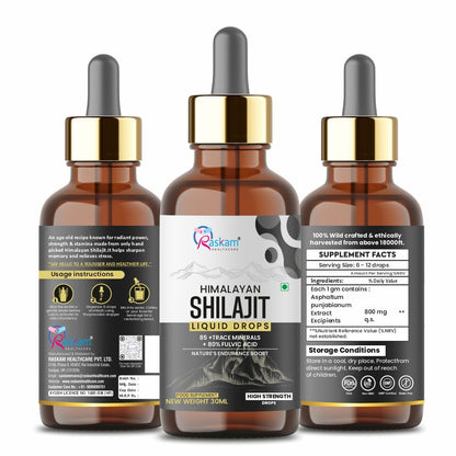 Pure Himalayan Shilajit liquid Drops - 30ml | Rich in Fulvic acid | Natural extract from Himalayas | 100% Pure Shilajit | Boosts Stamina And Energy | Boosts Stamina And Energy
