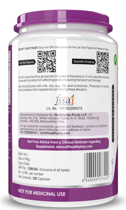 HealthyHey Nutrition Caffeine Capsules - 100 Veg Capsules (Pack of 1)