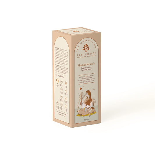Baby Forest Mashak Kawach Mosquito Repellent Spray for Babies | with Lemongrass, Cedarwood & Lavender Oil | Natural Insect Repellent for Kids | Derma Safe, Cruelty-Free, Vegan | 100ml Pack of 1