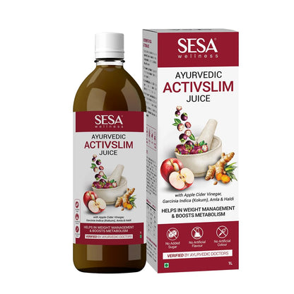 SESA Ayurvedic Activslim Juice 1 Lt Helps in Weight Management Made with Apple Cider Vinegar Healthy Diet Drink Active Slim, No added Sugar, Colour or Flavour (1 Lt)