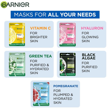 Garnier Skin Naturals, Serum Mask, Hydrating & Soothing, Hydra Bomb Pomegranate Mask, 1 pc, 28g
