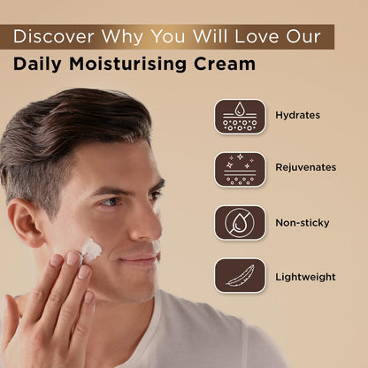 The Man Company Non-Sticky Daily Moisturizing Cream for Dry Skin | Moisturizes & Hydrates with Shea Butter, Vitamin E & Coco Butter | Face Moisturizer For Men - 50gm