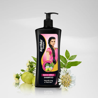 Karthika Black Shield Shampoo for Hair Fall Control & Hair Growth | With Amla, Curry Leaves & Bhringraj | For Long, Strong Hair | 650 ml