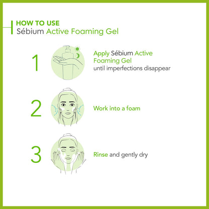 Bioderma Sebium Gel Moussant Actif Intense Purifying Cleansing Foaming Gel with Salicylic & Glycolic acid |Oily and Acne-Prone Skin, 200ml