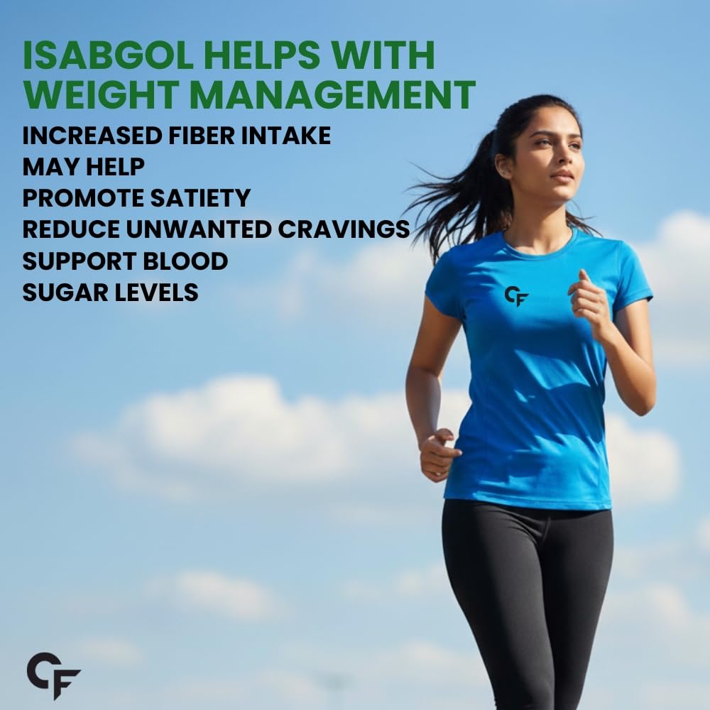 Carbamide Forte Isabgol Powder - 225gm | Psyllium Husk Powder With Haritaki, Ajwain & Fennel | Fiber supplement for Constipation Relief & Digestion | Orange Flavour