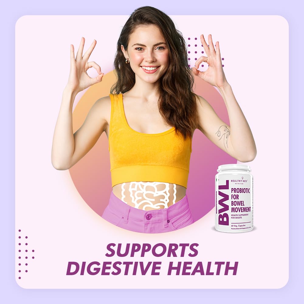 HealthyHey Nutrition BWL - Probiotic For Bowel Movement - 60 Vegetable Capsules