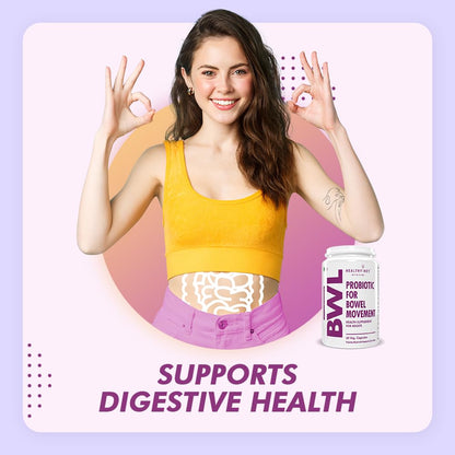 HealthyHey Nutrition BWL - Probiotic For Bowel Movement - 60 Vegetable Capsules