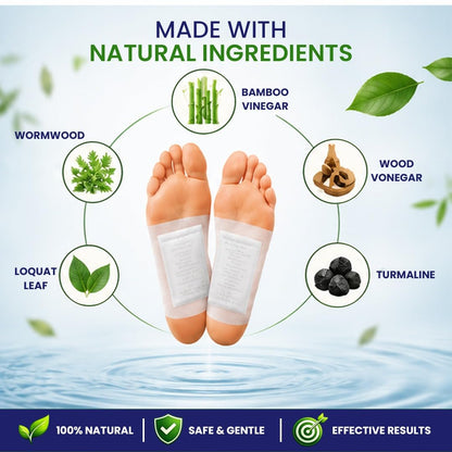 Shatras Herbal Foot Patch for Detox & Relaxation | Overnight Foot Pads for Tired Feet | Natural Ingredients for Sleep Aid, Pain Relief, Toxin Removal with Bamboo Vinegar Foot Patches with Adhesive Sheets-20 Pieces (PACK OF-1)