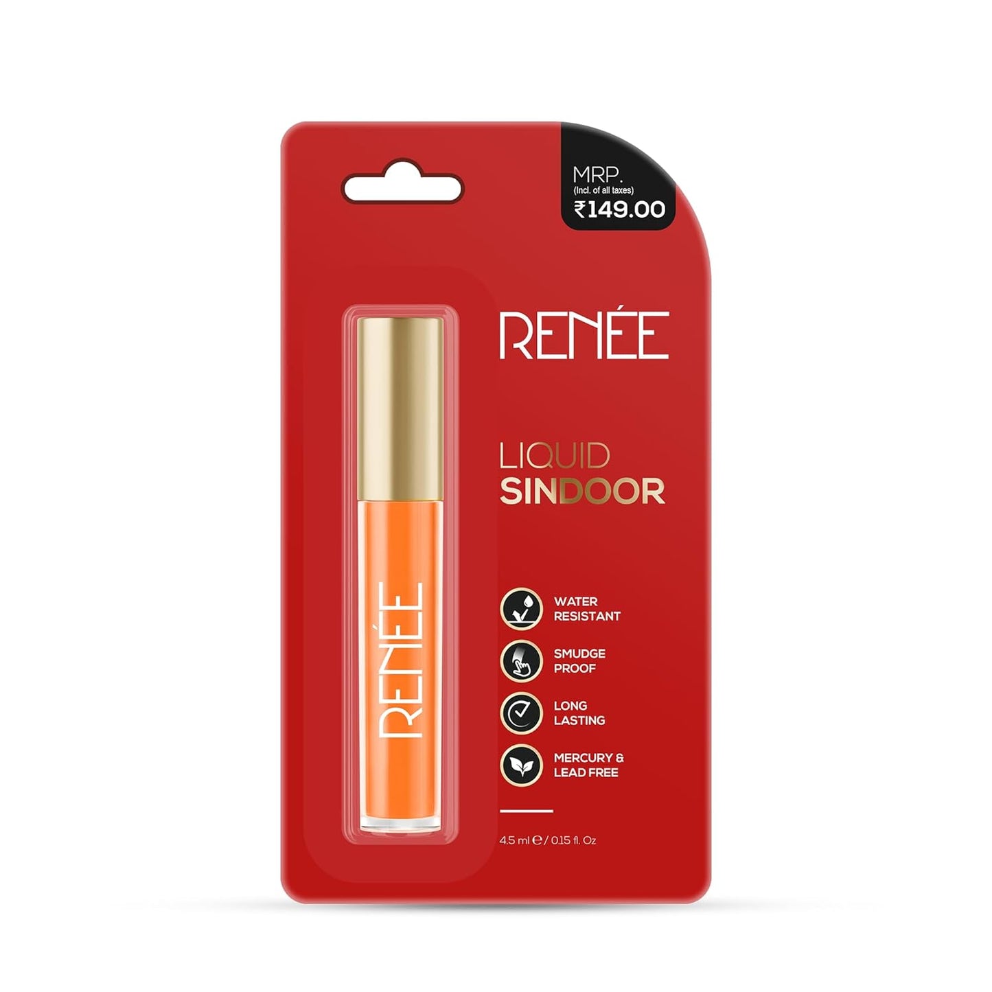 RENEE Sindoor - Orange | Highly Pigmented | Matte Finish | Sponge-Tip Applicator | Water-Resistant | Smudge-Proof | Lightweight & Long-Lasting | Travel Friendly | 4.5ml