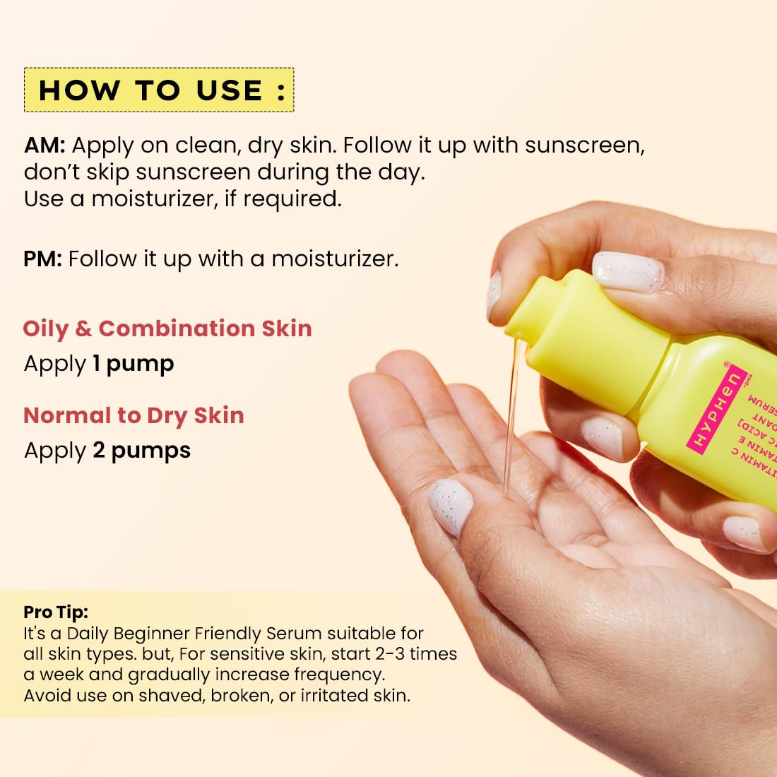 Hyphen 10% Vitamin C, 1% Vitamin E & Ferulic Acid Serum| Clinically Tested to Brighten, Treat Dark Spots & Pigmentation | 12Hr Slow Release Formula| Non-Irritating, Suitable for Sensitive Skin â€“ 20ml
