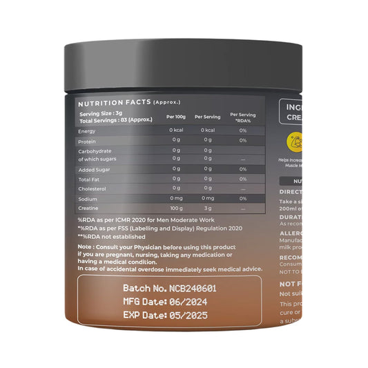 NATURALTEIN Creatine Monohydrate Unflavoured (250 Grams, 83 Servings)| Boosts Strength, Endurance & Muscle Recovery | No Fillers, No Preservatives|Fast Recovery|Increases Muscle Mass