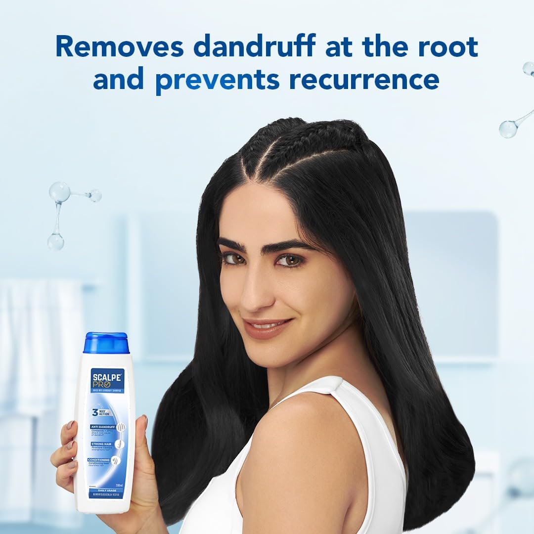 Scalpe Pro Daily Anti-Dandruff Shampoo | Removes Dandruff from Source | Helps with Itching, Irritation & Redness accompanying Dandruff | Scalpe Science | Climbazole & ZPTO Formulation | Strong & Smooth Hair | Daily Use | 100ml