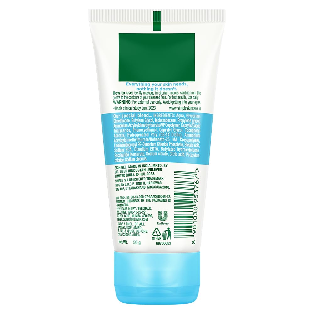 Simple Water Boost Hydrating Gel CrÃ¨me, 50g | 100HR Hydration | Moisturiser for Dry, Sensitive Skin with Prebiotics & Pentavitin | Fragrance Free, Non-greasy | Soothes & Calms Skin
