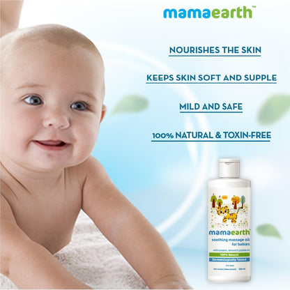 Mamaearth Soothing Massage Oil for Babies - 200ml | Infused with Sesame, Almond & Jojoba Oil | Heals Skin & Builds Immunity, Light & Safe, Non-staining Oil
