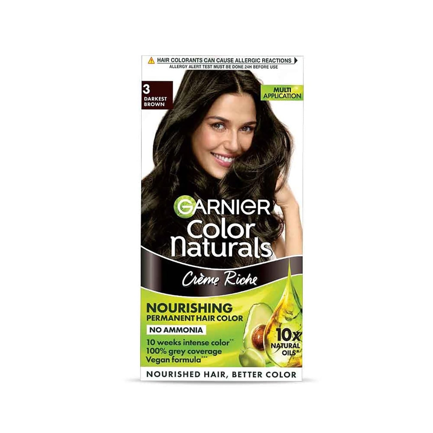 Garnier Color Naturals CrÃ¨me hair color, Shade 3 Darkest Brown, 70ml + 60g