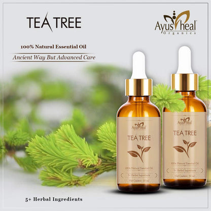 Tea Tree Essential Oil for Healthy Skin, Face, and Hair 100% Organic Remedy for Dandruff, Acne, Stress, Pure & Natural 30 ML (Tea Tree)