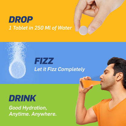 Fast&Up Reload (5 Litres) Low Sugar energy drink for Instant Hydration - 20 Effervescent Tablets with all 5 Essential Electrolytes + Added Vitamins - Certified Electrolytes Drink - Orange flavour