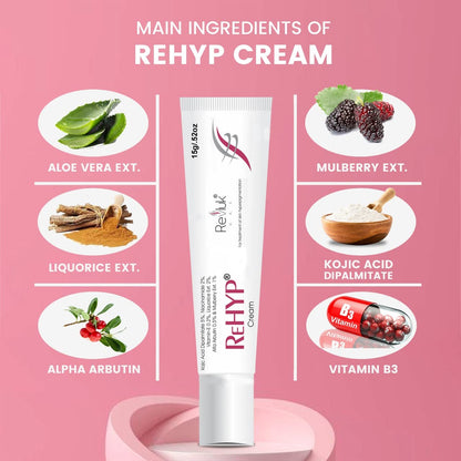 Rehyp Pigmentation Cream for Women â€“ Dark Spot Remover, Brightening Face Cream with Kojic Acid & Alpha Arbutin â€“ Paraben-Free, Dermatologically Tested â€“ 15g