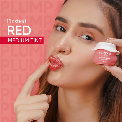 DOT & KEY Dot&Key Lip Plumping Mask With Shea Butter&Vitamin C + E For Naturally Glowing Lips|Smoothes Flaky&Dry Lips|Lip Mask For Soft,Smooth&Plump Lips|(Lingonberry)|15Ml
