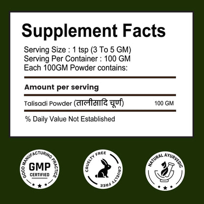 Organic Talisadi Powder Churna | Suitable For all Ages (Pack of 1, 100g)