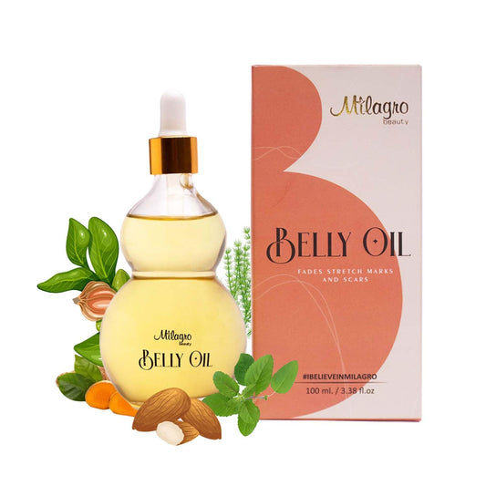 Milagro Beauty Ayurvedic Anti Stretch Marks Oil 100ml | Stretch Marks Removal Belly Oil | Safe for Pregnancy & Breastfeeding | Sweet Almond Oil + 20 Botanical Ingredients | Fades Old & New Scars