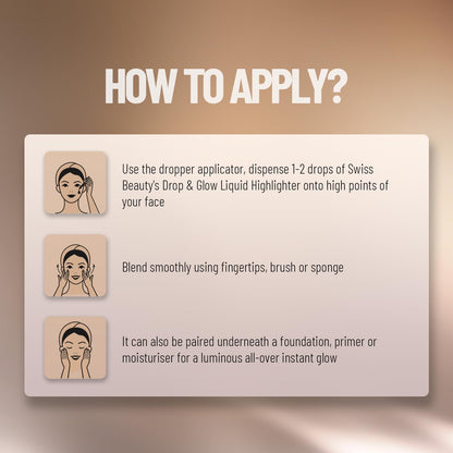 Swiss Beauty Drop & Glow Liquid Highlighter | Face Makeup | Illuminating Liquid Highlighter With Dewy Finish | Shade -Rose Gold, 18ml