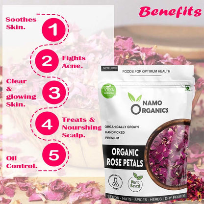 Namo Organics - Rose Herbal Tea - 100 Gm - Natural Sun-Dried Petals, Loose Leaves