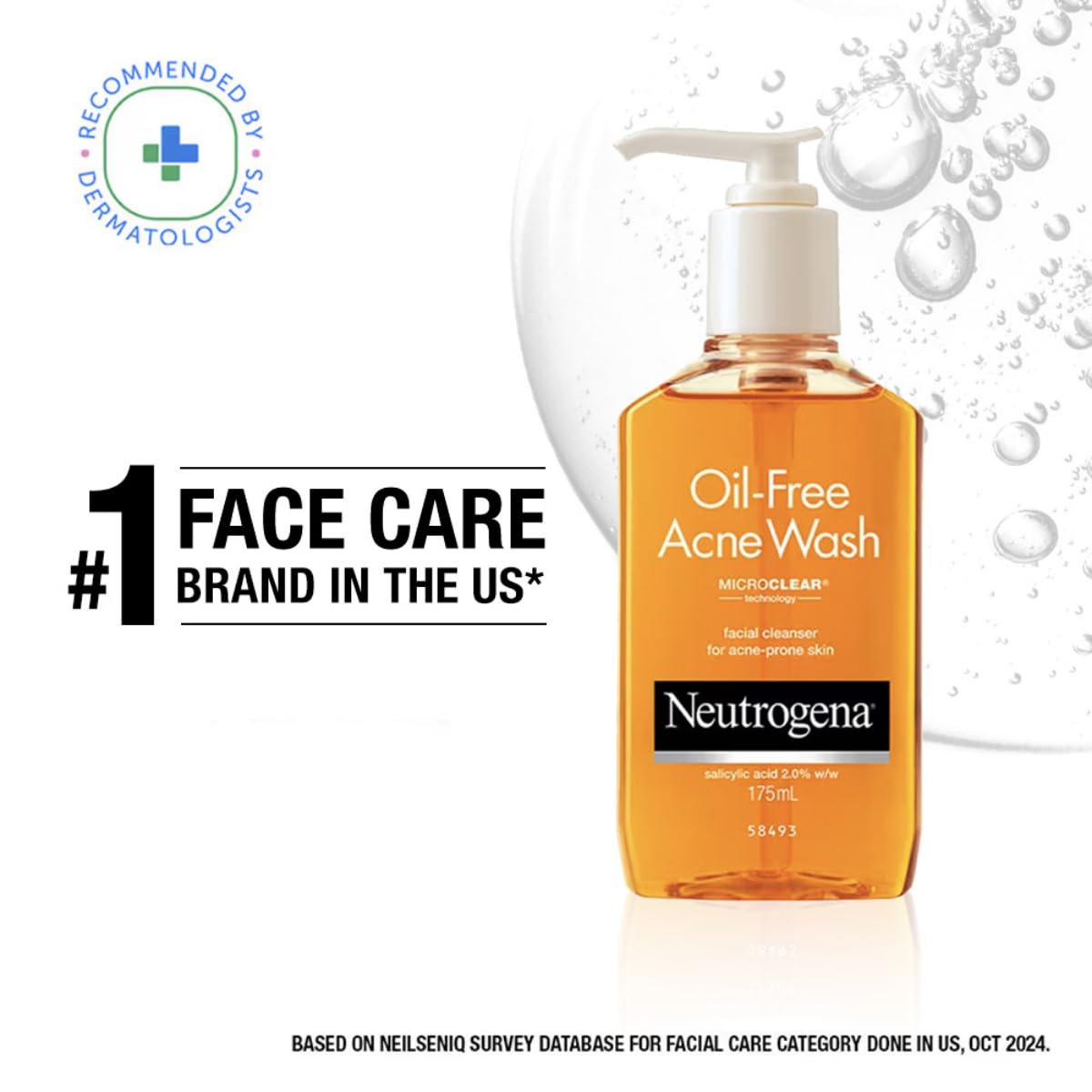 Neutrogena Oil Free Acne Wash | 2% Salicylic Acid Deep Cleansing Face Wash for Oily Skin|Hydrating, Alcohol Free, Non Comedogenic & Dermatologically Tested | For Oily Acne Prone Skin |For Men & Women 175ml