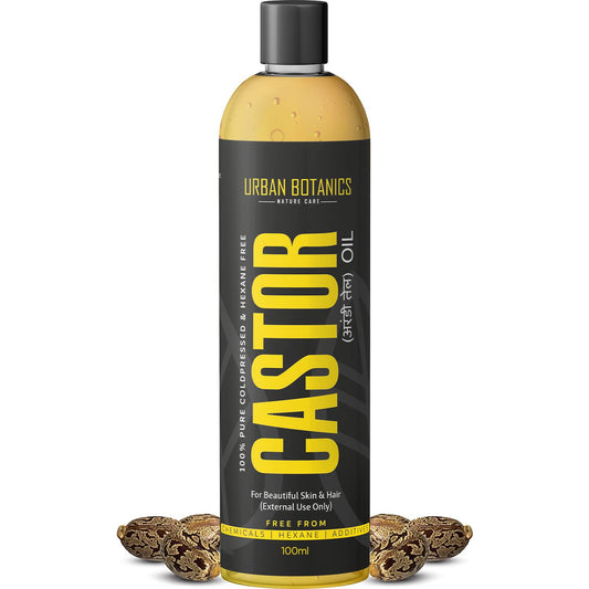 UrbanBotanicsÂ® Cold Pressed Castor Oil for Hair Growth, Skin Care, Moisturising Dry Skin, Nails, Eyelash - Virgin Grade - 100ml