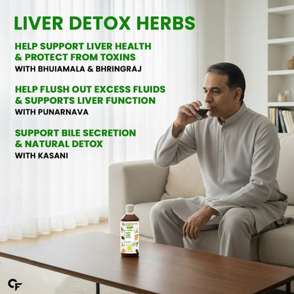 Carbamide Forte Ayurvedic Liver Care Juice - 1L | Herbal Liver Detox Supplement | Antioxidant-Rich Formula with 15 Ayurvedic Herbs | No Added Sugar & Artificial Colour