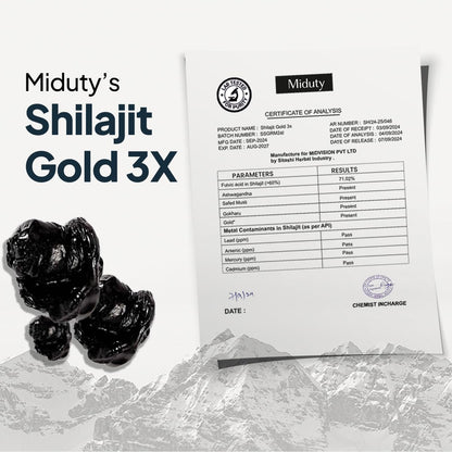 Miduty Shilajit Gold 3X - Ashwagandha - Himalayan Shilajit Gold - Original Shilajit Gold Resin - Shilajit for Men - 20g