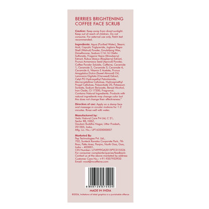 mcaffeine Berries Brightening Coffee Face Scrub For Glowing Skin | Gently Exfoliates, Smoothes & Improves Skin Tone | Removes Tan&Dead Skin | Tan Removal Face Scrub | Non-Drying For Women & Men-75Gm