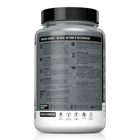 avvatar ISORICH WHEY PROTEIN | 1Kg | Malai Kulfi Flavour | 29g Protein | 29 Servings | Isolate