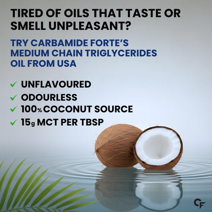 Carbamide Forte Pure MCT Oil C8 From USA | 100% Coconut Source | MCT Oil Keto & Paleo Friendly | Vegetarian â€“ 500ml