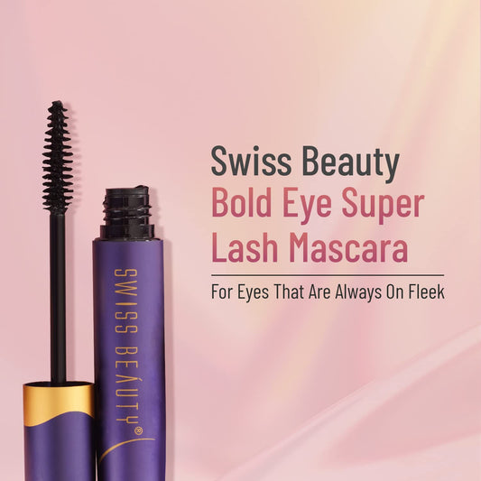 Swiss Beauty Super Lash Mascara | Instant Lift & Curl | Water-Resistant | Intense Colour Payoff | Long-Lasting | Black, 7.5Ml