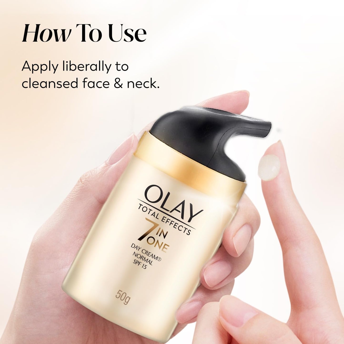 Olay Total Effects Day Cream |with Vitamin B5, Niacinamide, Green Tea, SPF 15 |Fights 7 signs of ageing for glowing, hydrated and younger looking skin with UV protection |Suitable for Normal, Dry, Oily & Combination skin |50 gm