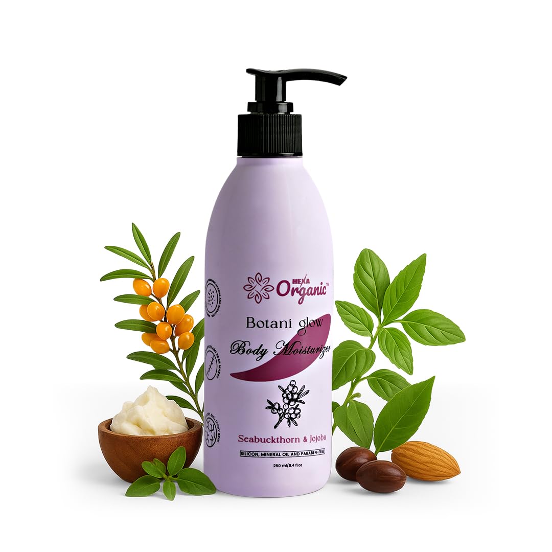 Botani Glow Herbal Moisturizer â€“ With Seabuckthorn, Amla, Tulsi, Green Tea, Aloe Vera, Jojoba & Almond Oil | Deep Hydration, Skin Regeneration, Glow & Nourishment | For All Skin Types | 250 ML