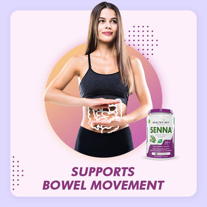 HealthyHey Nutrition Senna Leaf Extract - Natural Laxative & Helps Bowel Movement - Ratio 6:1-60 Vegetable Capsules