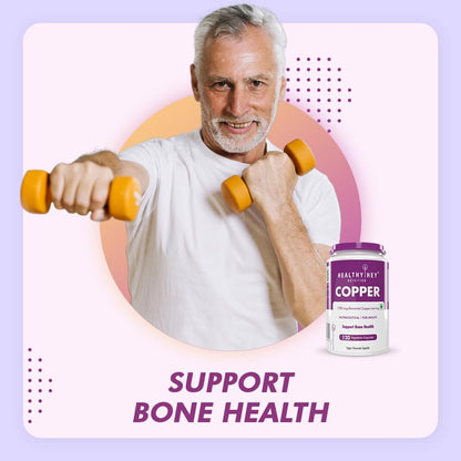 HealthyHey Nutrition Chelated Copper Gluconate - Highly Bioavailable Form - Non-GMO, Gluten Free -120 Veg. Capsules