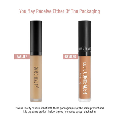 Swiss Beauty Liquid Light Weight Concealer With Full Coverage |Easily Blendable Concealer For Face Makeup With Matte Finish | Shade- Warm Honey, 6g