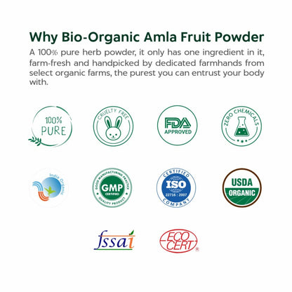 INDUS VALLEY 100% Bio Organic Amla Powder (Indian Gooseberry Powder) Phyllanthus emblica | Natural & Fresh For Healthy Hair - 200 gm