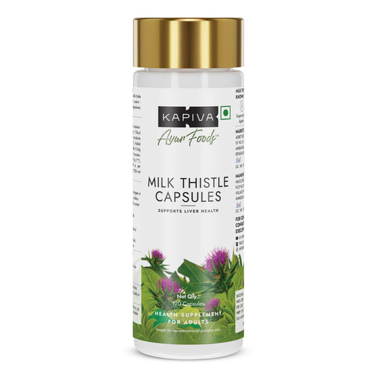 Kapiva Milk Thistle Capsules (120N) | With 70% Silymarin | Supports Liver & Immune System | Vegan, Preservative-Free | Liver Detox Supplement